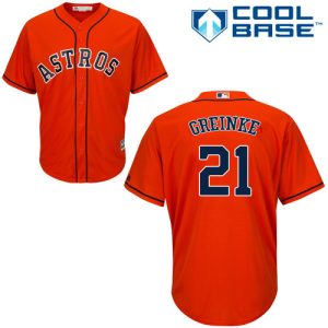 Impressive Astros #21 Zack Greinke Orange New Cool Base Stitched MLB Jersey
