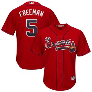 Impressive Atlanta Braves #5 Freddie Freeman Majestic 2019 Alternate Official Cool Base Player Jersey Scarlet