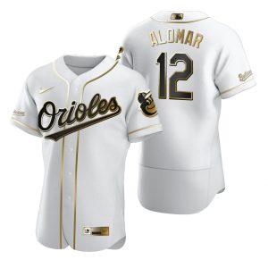 Impressive Baltimore Orioles #12 Roberto Alomar White Nike Men's Authentic Golden Edition MLB Jersey