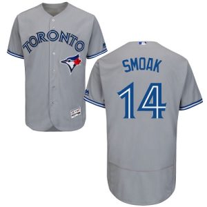 Impressive Blue Jays #14 Justin Smoak Grey Flexbase Authentic Collection Stitched MLB Jersey
