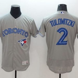 Impressive Blue Jays #2 Troy Tulowitzki Grey Flexbase Authentic Collection Stitched MLB Jersey