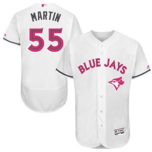 Impressive Blue Jays #55 Russell Martin White Flexbase Authentic Collection Mother's Day Stitched MLB Jersey