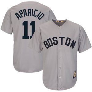 Impressive Boston Red Sox #11 Luis Aparicio Majestic Cooperstown Collection Cool Base Player Jersey Gray