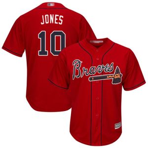 Impressive Braves #10 Chipper Jones Red Cool Base Stitched Youth MLB Jersey For a short time available Grab yours quickly to own a team jersey