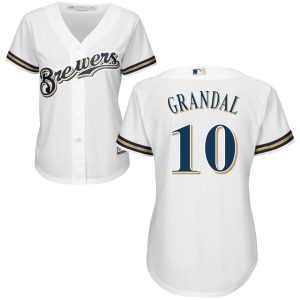 Impressive Brewers #10 Yasmani Grandal White Women's Home Cool Base Stitched MLB Jersey For a short time available Grab yours quickly to own a team jersey