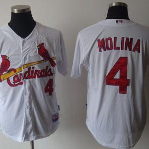 Impressive Cardinals #4 Yadier Molina White Cool Base Stitched MLB Jersey