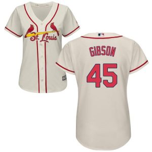 Impressive Cardinals #45 Bob Gibson Cream Alternate Women's Stitched MLB Jersey With high demand Don't miss out Order now to wear your team colors