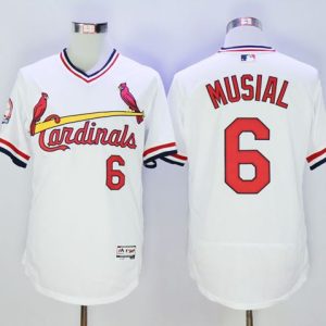 Impressive Cardinals #6 Stan Musial White Flexbase Authentic Collection Cooperstown Stitched MLB Jersey