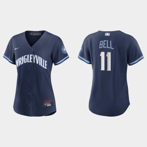 Impressive Chicago Cubs #11 George Bell Women's Nike 2021 City Connect Navy MLB Jersey Hurry Exclusive offer Place your order immediately for a great jersey