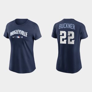 Impressive Chicago Cubs #22 Bill Buckner Women's Nike 2021 City Connect Wordmark T Shirt   Navy Limited stock Order now to show your love for your team