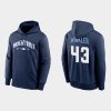 Impressive Chicago Cubs #43 Dan Winkler Men's 2021 City Connect Navy Therma Hoodie