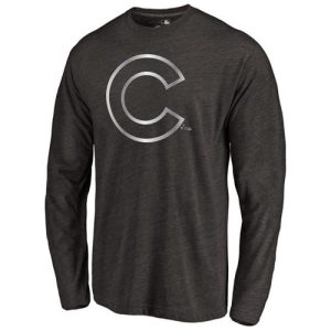 Impressive Chicago Cubs Platinum Collection Long Sleeve Tri Blend T Shirt Black