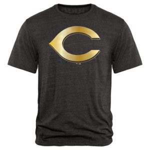 Impressive Cincinnati Reds Fanatics Apparel Gold Collection Tri Blend T Shirt Black