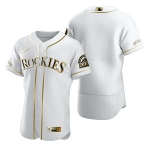 Impressive Colorado Rockies Blank White Nike Men's Authentic Golden Edition MLB Jersey