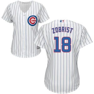 Impressive Cubs #18 Ben Zobrist White(Blue Strip) Home Women's Stitched MLB Jersey With high demand Don't miss out Order now to wear your team colors