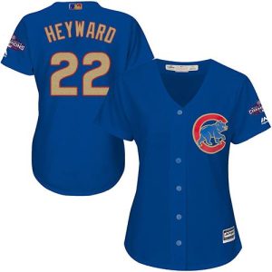 Impressive Cubs #22 Jason Heyward Blue 2017 Gold Program Cool Base Women's Stitched MLB Jersey For a short time available Grab yours quickly to own a team jersey