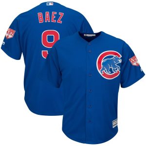 Impressive Cubs #9 Javier Baez Blue 2019 Spring Training Cool Base Stitched MLB Jersey