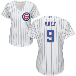 Impressive Cubs #9 Javier Baez White(Blue Strip) Home Women's Stitched MLB Jersey For a short time available Grab yours quickly to own a team jersey