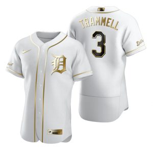 Impressive Detroit Tigers #3 Alan Trammell White Nike Men's Authentic Golden Edition MLB Jersey