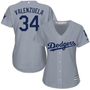 Impressive Dodgers #34 Fernando Valenzuela Grey Alternate Road Women's Stitched MLB Jersey Collectors this is a must have Add it to your collection by ordering