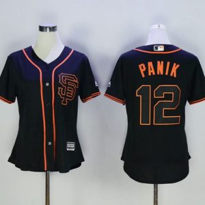 Impressive Giants #12 Joe Panik Black Alternate Women's Stitched MLB Jersey Sports fans this is your chance Order soon to be part of the action