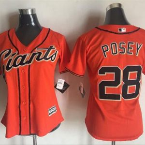 Impressive Giants #28 Buster Posey Orange Women's Alternate Stitched MLB Jersey For a short time available Grab yours quickly to own a team jersey