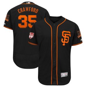 Impressive Giants #35 Brandon Crawford Black 2019 Spring Training Flex Base Stitched MLB Jersey