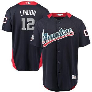 Impressive Guardians #12 Francisco Lindor Navy Blue 2018 All Star American League Stitched MLB Jersey