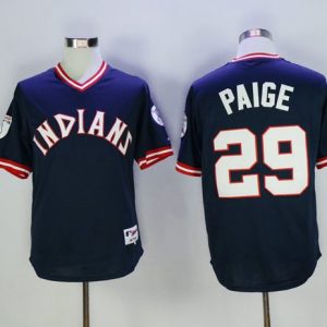 Impressive Guardians #29 Satchel Paige Navy Blue 1976 Turn Back The Clock Stitched MLB Jersey