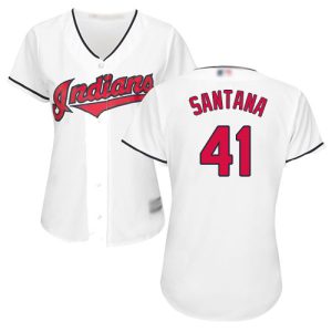 Impressive Guardians #41 Carlos Santana White Home Women's Stitched MLB Jersey For a short time available Grab yours quickly to own a team jersey