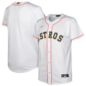 Impressive Houston Astros Blank Nike White/Gold Youth 2023 Gold Collection Replica Player Jersey Be among the first buyers Order now to enjoy top notch quality