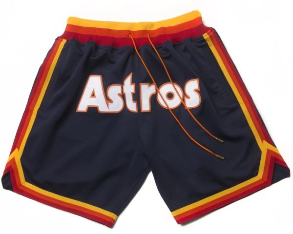 Impressive Houston Astros Shorts (Navy) JUST DON By Mitchell & Ness