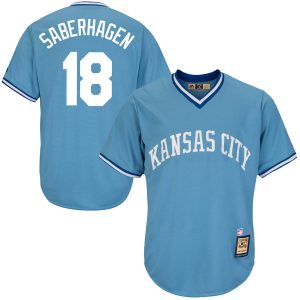 Impressive Kansas City Royals #18 Bret Saberhagen Majestic Cool Base Cooperstown Collection Player Jersey Blue
