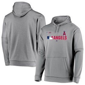 Impressive Los Angeles Angels Majestic Authentic Collection Team Distinction Pullover Hoodie Gray