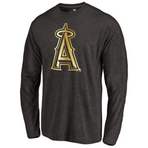 Impressive Los Angeles Angels of Anaheim Gold Collection Long Sleeve Tri Blend T Shirt Black