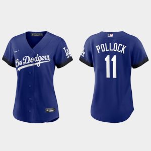 Impressive Los Angeles Dodgers #11 A.J. Pollock Nike Women's 2021 City Connect MLB Jersey Royal Limited stock Order now to show your love for your team