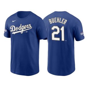 Impressive Los Angeles Dodgers #21 Walker Buehler 2021 Gold Program Name & Number T Shirt Royal Sports enthusiasts seize this opportunity Order now to feel the game excitement