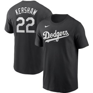 Impressive Los Angeles Dodgers #22 Clayton Kershaw Nike Name & Number T Shirt Black Hurry Exclusive offer Place your order immediately for a great jersey