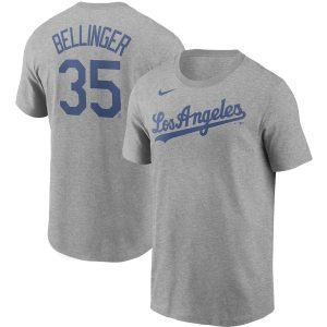 Impressive Los Angeles Dodgers #35 Cody Bellinger Nike Name & Number T Shirt Gray With high demand Don't miss out Order now to wear your team colors