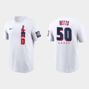 Impressive Los Angeles Dodgers #50 Mookie Betts Men's 2021 MLB All Star Game Wordmark White T Shirt Retailers boost your inventory Order now to meet customer demand
