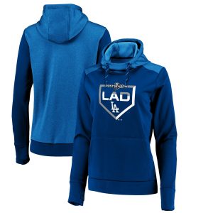 Impressive Los Angeles Dodgers Majestic Women's 2019 Postseason Dugout Authentic Pullover Hoodie Royal