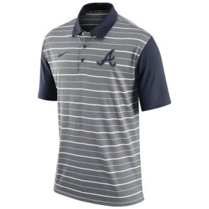 Impressive Men's Atlanta Braves Nike Gray Dri FIT Stripe Polo