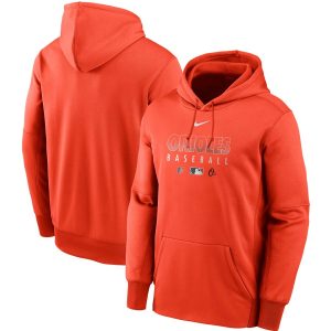 Impressive Men's Baltimore Orioles Nike Orange Authentic Collection Therma Performance Pullover Hoodie