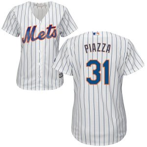Impressive Mets #31 Mike Piazza White(Blue Strip) Home Women's Stitched MLB Jersey For a short time available Grab yours quickly to own a team jersey