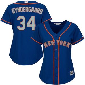 Impressive Mets #34 Noah Syndergaard Blue(Grey NO.) Alternate Road Women's Stitched MLB Jersey Limited stock Order now to show your love for your team