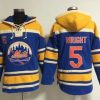 Impressive Mets #5 David Wright Blue Sawyer Hooded Sweatshirt MLB Hoodie