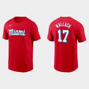 Impressive Miami Marlins #17 Chad Wallach Men's Nike 2021 City Connect Wordmark T Shirt Red Act fast Only a few left Secure yours today
