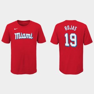 Impressive Miami Marlins #19 Miguel Rojas Youth Nike 2021 City Connect Wordmark T Shirt Red Limited stock Order now to show your love for your team