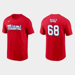 Impressive Miami Marlins #68 Lewin Diaz Men's Nike 2021 City Connect Wordmark T Shirt Red Hurry Exclusive offer Place your order immediately for a great jersey