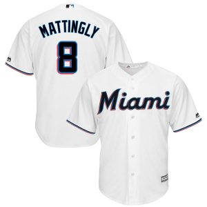 Impressive Miami Marlins #8 Don Mattingly Majestic Home 2019 Cool Base Player Jersey White